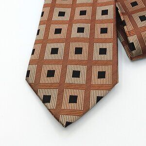 BCBG Attitude Silk Tie Men’s 61” Bronze Woven Geometric Metallic Classic New